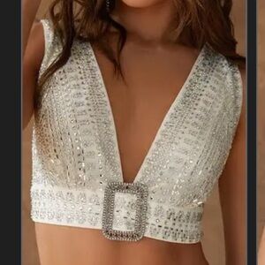 White violet rhinestone top
